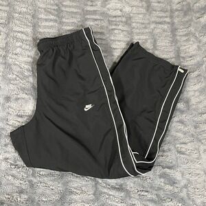 Nike Sportswear Track Pants Black White Piping Elastic Waist Women's Medium